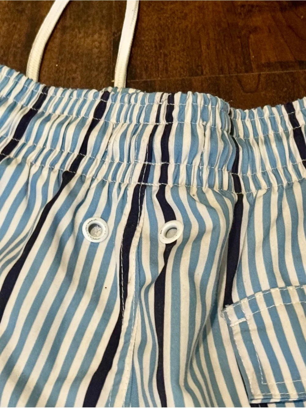 Trunks Surf & Swim Co. Light Blue & White Stripe Swim Trunks